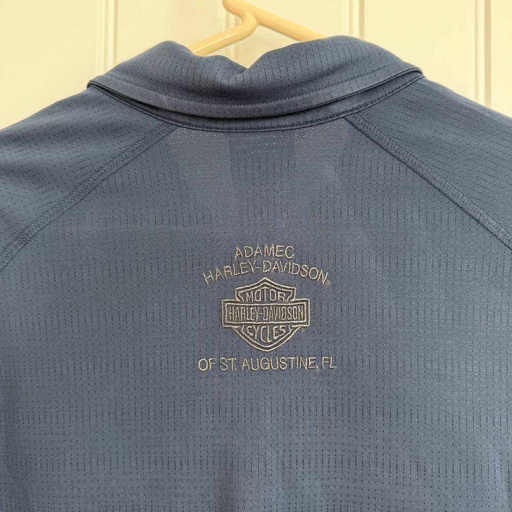 Harley-Davidson Mens XL Navy Blue Performance Polo Shirt St Augustine FL - Picture 5 of 6